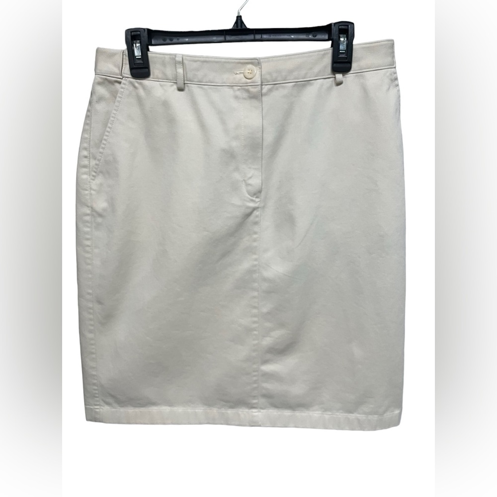 L.L Bean Woman’s Cotton Cream Khaki Midi Skirt - Size 12 -